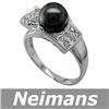 Image 1 : Certified 8.5MM Tahitian Pearl & Diamond Ring 14kt Gold