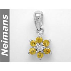 Certified .50 ct Yellow Sapphire & VS Diamond Pendant