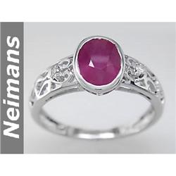 Vintage 1.75 ct Certified Ruby & VS Diamond Ring 14kt