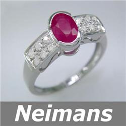 Gem Certified 1.25 ct Fine Ruby & VS Diamond Ring 14kt