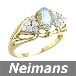 Top Gem Certified 1.25 ct Aquamarine & Diamond Ring 14k