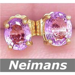 Certified Gem 1.00 ct Amethyst Stud Earrings 14kt Gold
