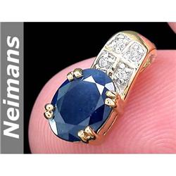 USGL Certified 1.75 ct Sapphire & Diamond Pendant 14kt