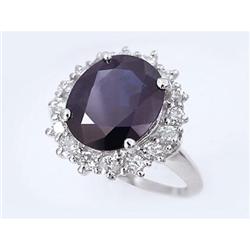 Certified 6.50 ct Sapphire & VS Diamond Ring 14kt New