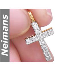 USGL Certified .25 ct Diamond Cross Pendant 14kt Gold