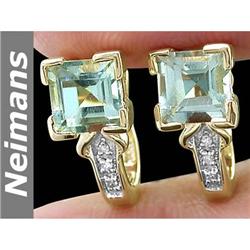 2.50 ct Green Amethyst & Diamond Earrings 14kt