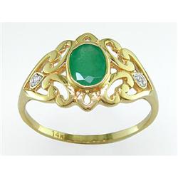 Vintage 1.00 ct Emerald & VS Diamond Ring 14kt Gold