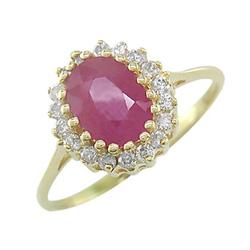 Gem Certified 2.00 ct Ruby & VS Diamond Ring 14kt Gold
