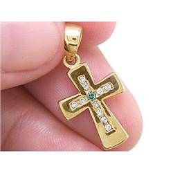 Neimans .25 ct Blue & White Diamond Pendant 14kt Gold