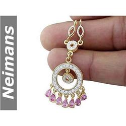 Vintage Gem 2.75 ct Pink Sapphire & Diamond Pendant 14K