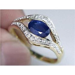 Art Deco 1.00 ct Sapphire & VS Diamond Ring 14kt Cert