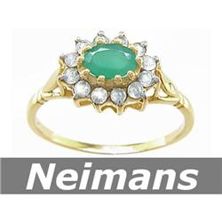 Certified Gem 1.25 ct Emerald & White Sapphire Ring 14k