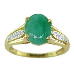 Certified 2.75 ct Emerald & VS Diamond Ring 14kt Gold