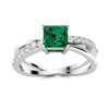 Image 1 : Natural 0.86 CTW Emerald & Diamond Engagement Ring 14K White Gold