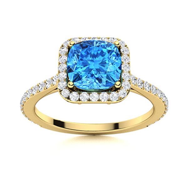 Natural 1.22 CTW Topaz & Diamond Engagement Ring 18K Yellow Gold