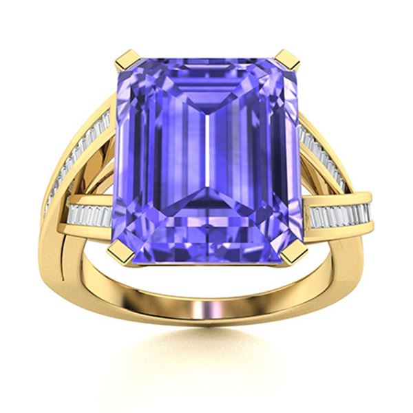 Natural 3.02 CTW Tanzanite & Diamond Engagement Ring 18K Yellow Gold
