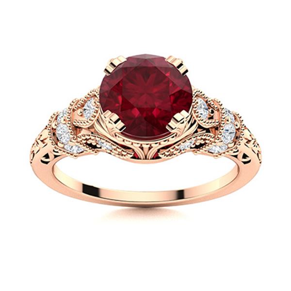 Natural 1.66 CTW Ruby & Diamond Engagement Ring 18K Rose Gold