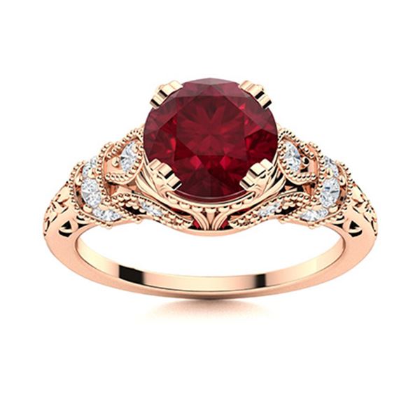 Natural 1.66 CTW Ruby & Diamond Engagement Ring 18K Rose Gold