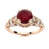 Image 1 : Natural 1.66 CTW Ruby & Diamond Engagement Ring 18K Rose Gold