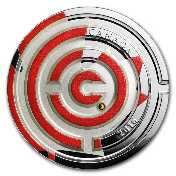 2016 Canada 1 oz Silver $20 Prf Maple Leaf Maze Coin (Colorized)