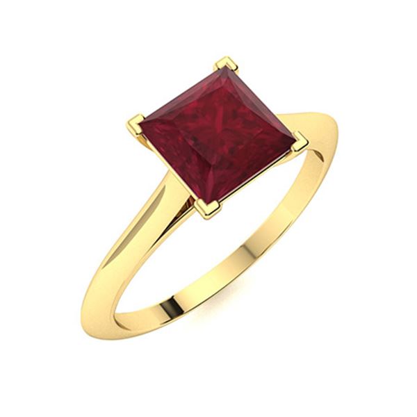 Natural 0.66 CTW Ruby Solitaire Ring 14K Yellow Gold