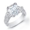 Image 1 : Natural 3.27 CTW Asscher Cut Diamond Engagement Ring 18KT White Gold