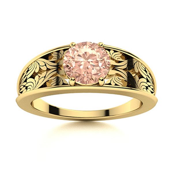 Natural 0.71 CTW Morganite Solitaire Ring 14K Yellow Gold