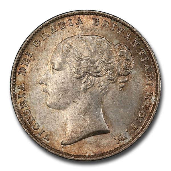 1859 Great Britain Silver Shilling Queen Victoria MS-64 PCGS
