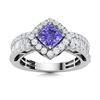 Image 1 : Natural 2.12 CTW Tanzanite & Diamond Engagement Ring 18K White Gold