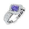 Image 2 : Natural 2.12 CTW Tanzanite & Diamond Engagement Ring 18K White Gold
