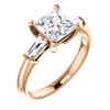 Image 1 : Natural 1.82 CTW Princess Cut & Baguettes 3-Stone Diamond Ring 18KT Rose Gold