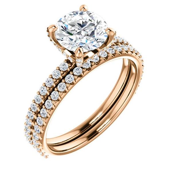 Natural 3.12 CTW Round Cut Hidden Halo Diamond Engagement Ring 14KT Rose Gold