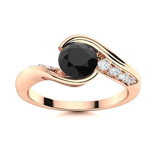 Natural 1.01 CTW Black & White Diamond Engagement Ring 14K Rose Gold
