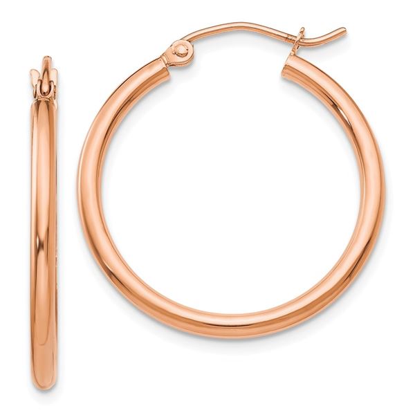 14k Rose Gold 25 mm Polished Hoop Earrings