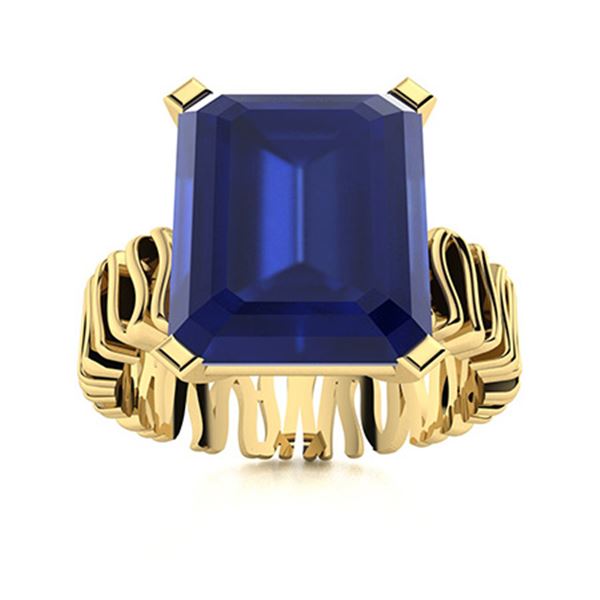 Natural 3.91 CTW Sapphire Solitaire Ring 14K Yellow Gold