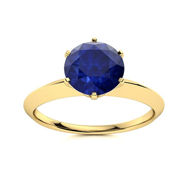 Natural 1.62 CTW Sapphire Solitaire Ring 18K Yellow Gold