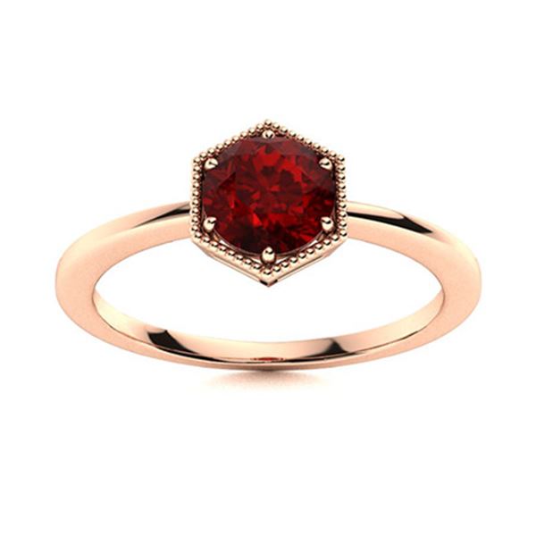 Natural 0.72 CTW Garnet Solitaire Ring 18K Rose Gold