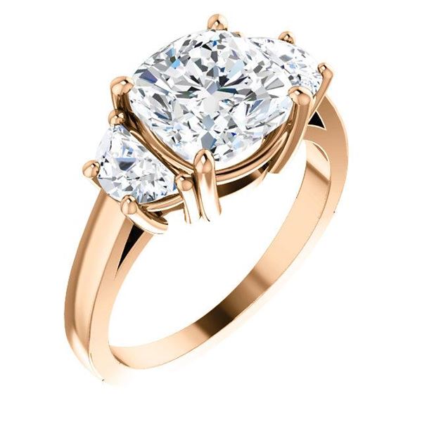 Natural 3.92 CTW Cushion Cut Diamond 3-Stone Engagement Ring 14KT Rose Gold
