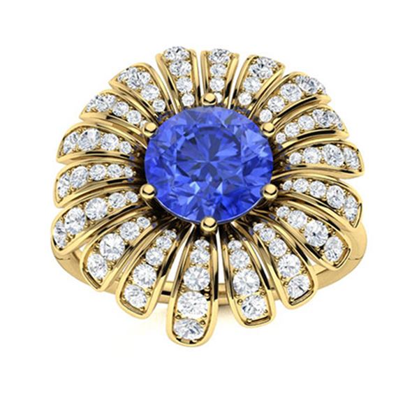 Natural 1.97 CTW Ceylon Sapphire & Diamond Engagement Ring 18K Yellow Gold