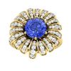 Image 1 : Natural 1.97 CTW Ceylon Sapphire & Diamond Engagement Ring 18K Yellow Gold