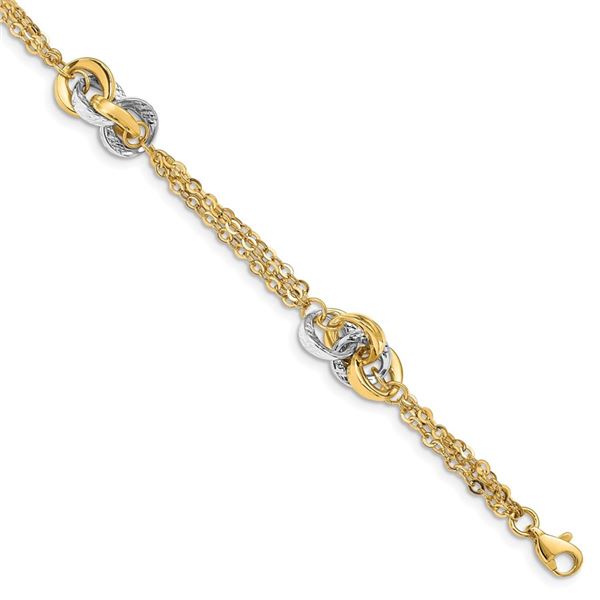14K Two-tone w/.5in ext. Fancy Bracelet - 7 in.
