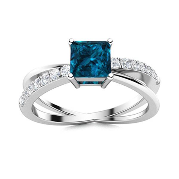 Natural 1.06 CTW Topaz & Diamond Engagement Ring 18K White Gold