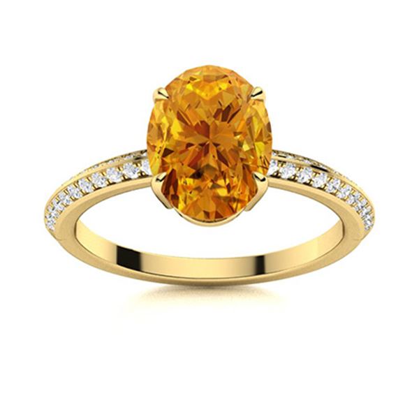 Natural 3.95 CTW Citrine & Diamond Engagement Ring 14K Yellow Gold