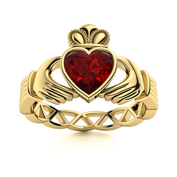 Natural 0.57 CTW Garnet Solitaire Ring 14K Yellow Gold