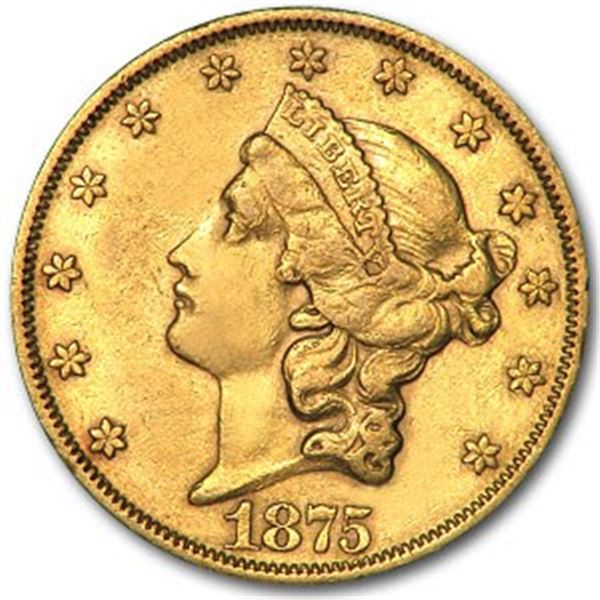 1875 $20 Liberty Gold Double Eagle AU