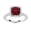 Image 1 : Natural 1.42 CTW Ruby & Diamond Engagement Ring 14K White Gold