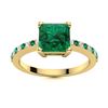 Image 1 : Natural 1.18 CTW Emerald & Diamond  Engagement Ring 18K Yellow Gold