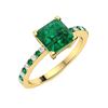 Image 2 : Natural 1.18 CTW Emerald & Diamond  Engagement Ring 18K Yellow Gold