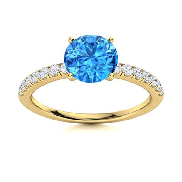 Natural 1.46 CTW Topaz & Diamond Engagement Ring 14K Yellow Gold