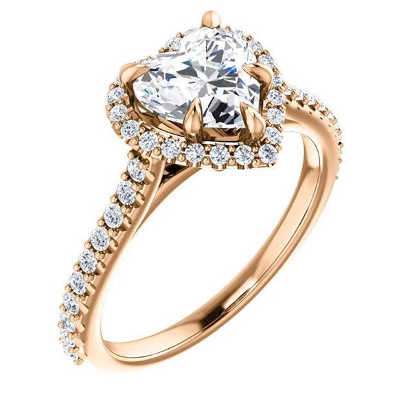 Natural 1.72 CTW Halo Heart Brilliant Cut Forever Diamond Engagement Ring 18KT Rose Gold